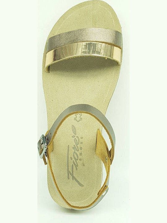 Sandale Casual Damă Din Piele Flatforme Aur