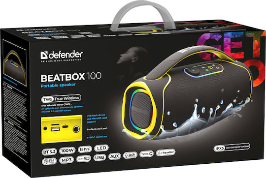 Defender Beatbox 100 Boxă Bluetooth cu Radio Negru