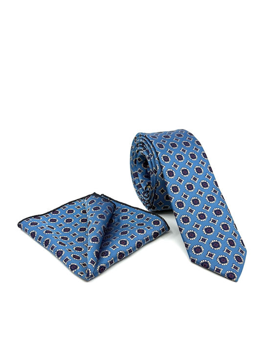 Legend Accessories Σετ Ανδρικής Γραβάτας με Σχέδια σε Μπλε Χρώμα