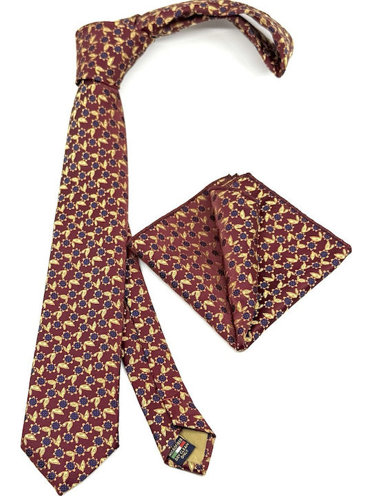 Legend Accessories Men's Tie Set Printed in Burgundy Color