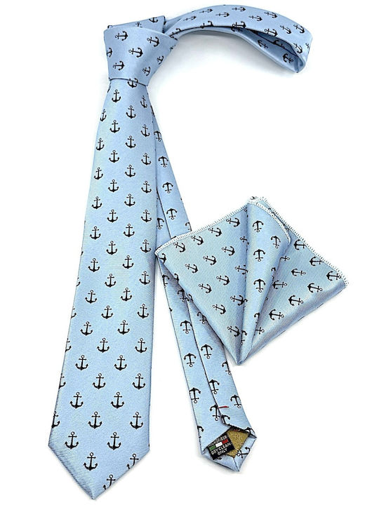 Legend Accessories Σετ Ανδρικής Γραβάτας με Σχέδια σε Γαλάζιο Χρώμα