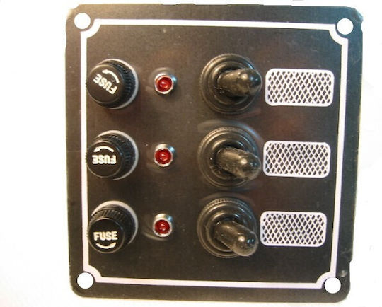 Eval Boat Switch with Panels Πινάκας Σκάφους Αδιάβροχος με 6 Διακόπτες 170x100mm