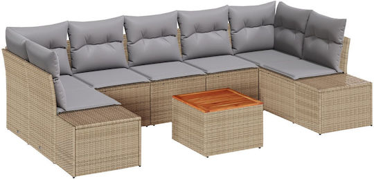 Garten- und Outdoor-Möbelsets Wohnzimmer Typsatz 7 Stück Beige mit Kissen Garten- und Outdoor-Möbelsets Wohnzimmer Typsatz 7 Stück Beige mit Kissen
