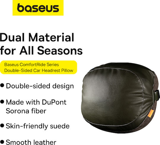 Baseus ComfortRide Headrest Dual Material Car Pillow in Green Color