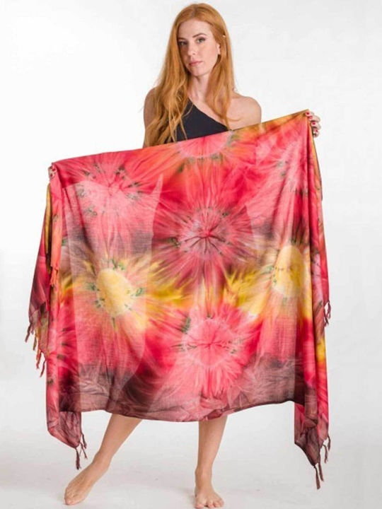 Pareo pentru femei Rima Tie Dye cu franjuri 294-9 Roșu
