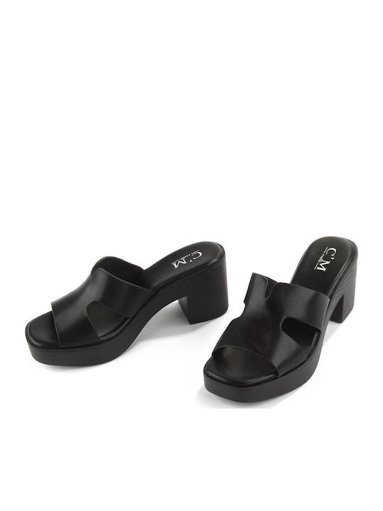 Mules with High Heel in Black Color