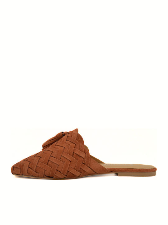 Flat Suede Mules σε Κόκκινο Χρώμα