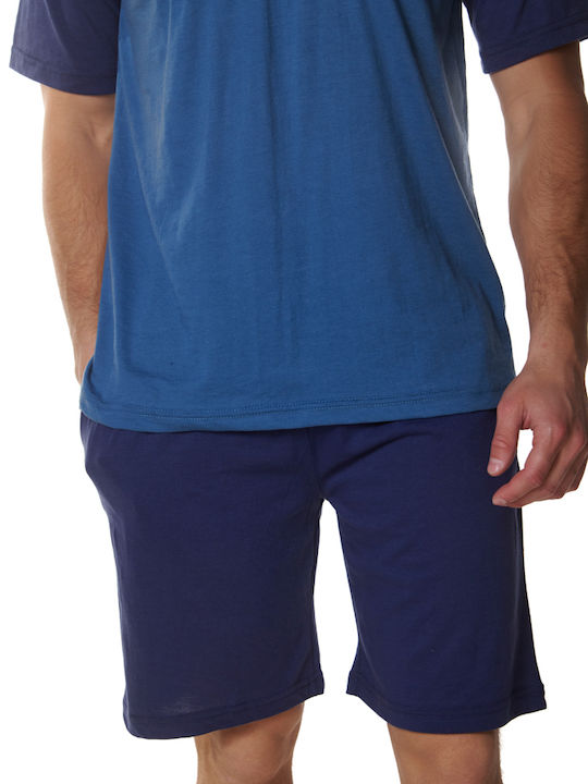 Comfort Καλοκαιρινή Ανδρική Πιτζάμα Μπλε