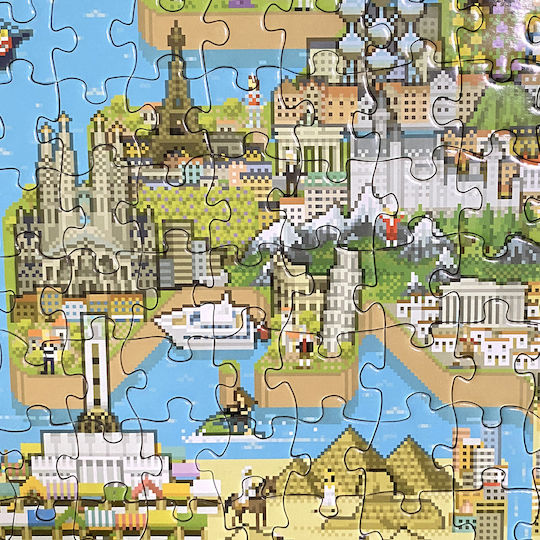 Retro 8-Bit Pixel Puzzle 1000 Teile Level 3 Weltkarte