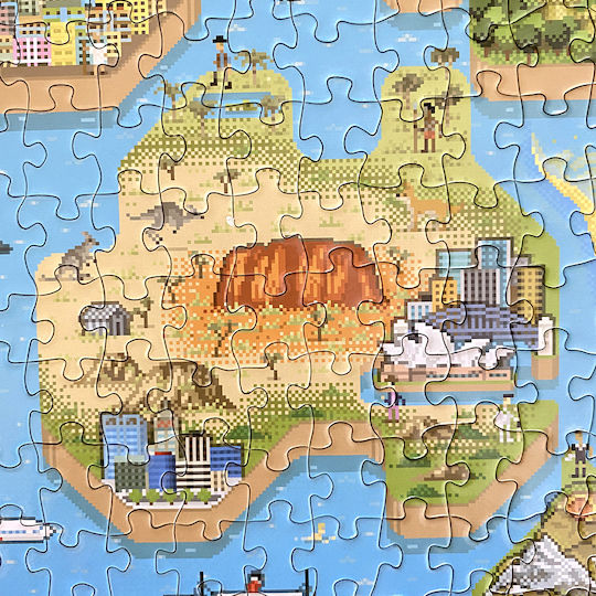 Retro 8-Bit Pixel Puzzle 1000 Teile Level 3 Weltkarte