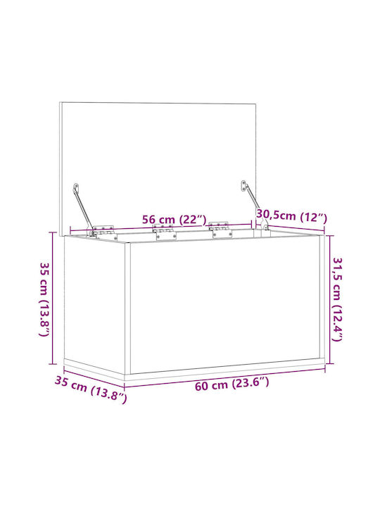 Aufbewahrungsbox mit Deckel Künstliches Eichenholz 60x35x35 cm