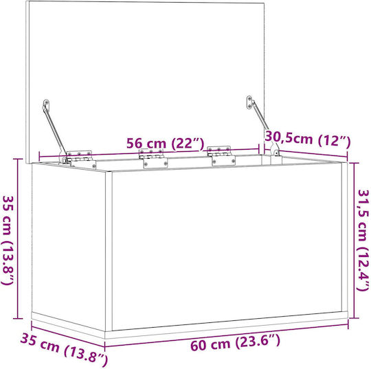 Aufbewahrungsbox mit Deckel Künstliches Eichenholz 60x35x35 cm