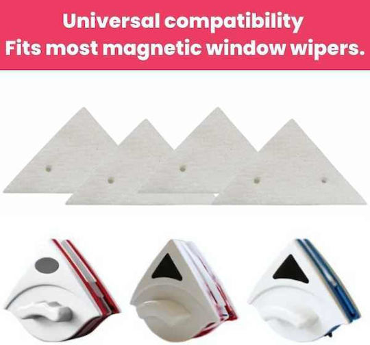 Set 12 Rezerve Magnetice Mercaton În Formă de Triunghi Dimensiune Universală Compatibile cu Majoritatea Sistemelor de Curățare Magnetice Ușor de Schimbat Curățare Rapidă și Eficientă Potrivit pentru Grosimea Sticlei Între 3-15 mm Culoare Albă