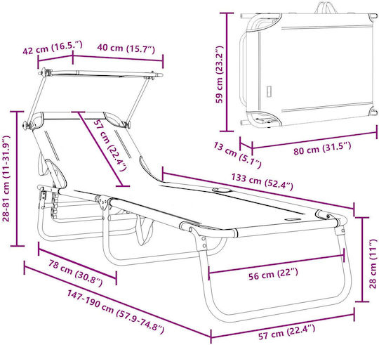 Folding Sunbed with Canopy Green 600d Oxford Fabric