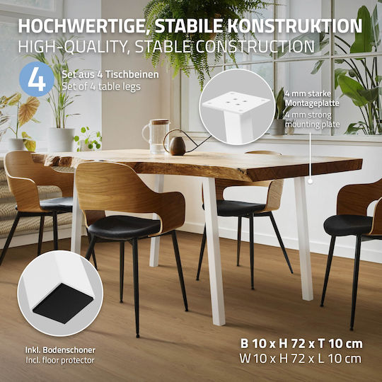 ML-Design Metallic Furniture Leg Suitable for Table / Coffee Table 4x4cm White