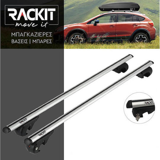 Auto Gs Μπάρες Οροφής Αλουμινίου Universal για Αυτοκίνητα με Εργοστασιακές Μπάρες (Σετ με πόδια και κλειδαριά) Ασημί