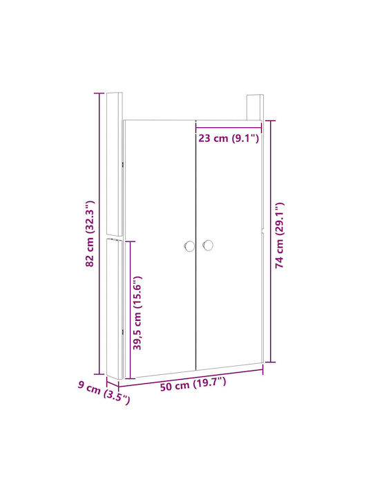 vidaXL Ușă De Dulap Rectangular Din Lemn Masiv Alb 50x82x9cm 868171