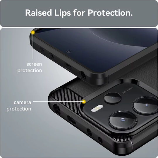 Techsuit Carbon Umschlag Rückseite Silikon Schwarz (Poco M7 Pro)