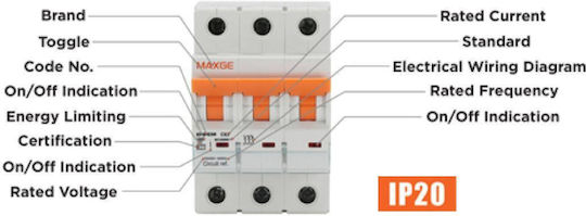 Maxge Automatischer Schutzschalter 6A Zweipolig AC 03.018.0409