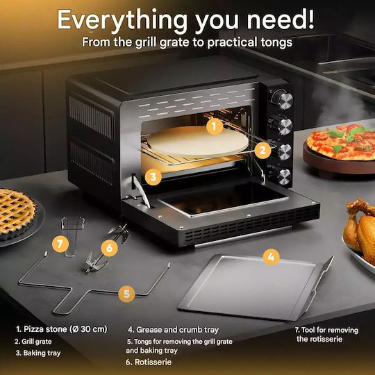 Profi Cook Cuptor electric 30lt Fara arzatoare cu aer Negru