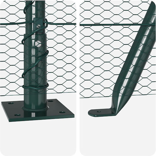 Hexagon Fence Vidaxl Green 0.8x50 M Steel Fence Posts Vidaxl Bases 13 Pcs 32mm 90cm Galvanized Steel Green