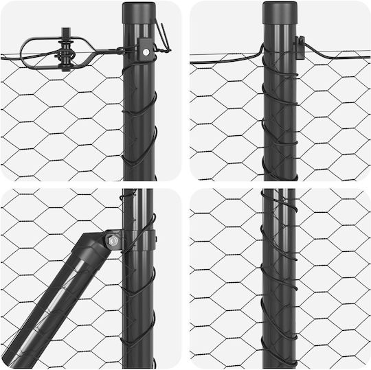 Grey Fence Vidaxl 0.5x10 M Steel Posts Vidaxl Spike 7 Pcs 32 Mm 80cm Galvanized Steel Grey