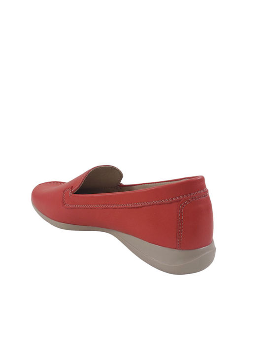 Leder Damen Mokassins in Rot Farbe