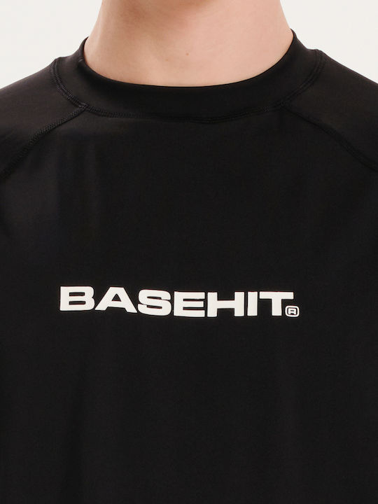 Basehit UPF 50+ Ανδρική Κοντομάνικη Αντηλιακή Μπλούζα Μαύρη