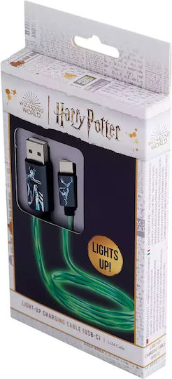 Harry Potter Cablu LED USB 2.0 USB-C Masculin - USB-A 10W Verde 1.2m CBHP-ACLI-PATRONUS