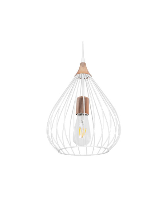 GloboStar Radiaro Hängelampe Weiß Raster mit Fassung E27 28x28x70cm.
