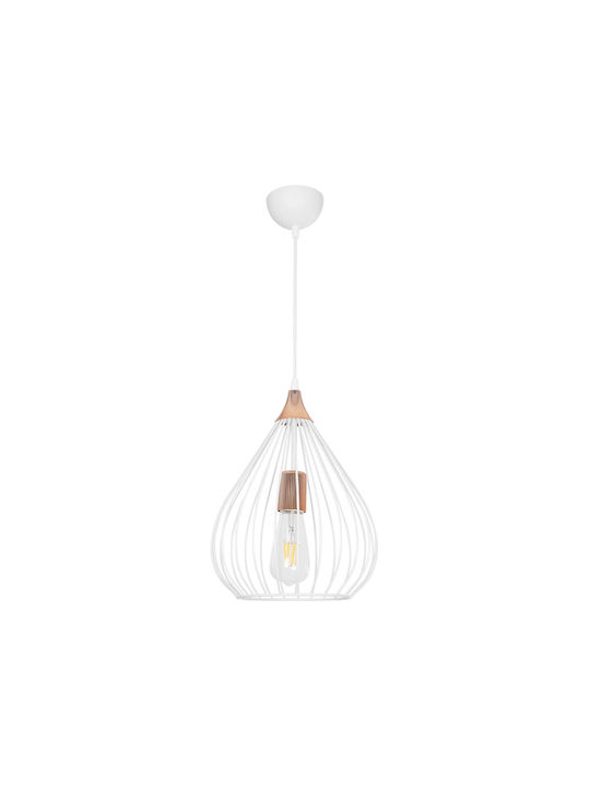 GloboStar Radiaro Hängelampe Weiß Raster mit Fassung E27 28x28x70cm.