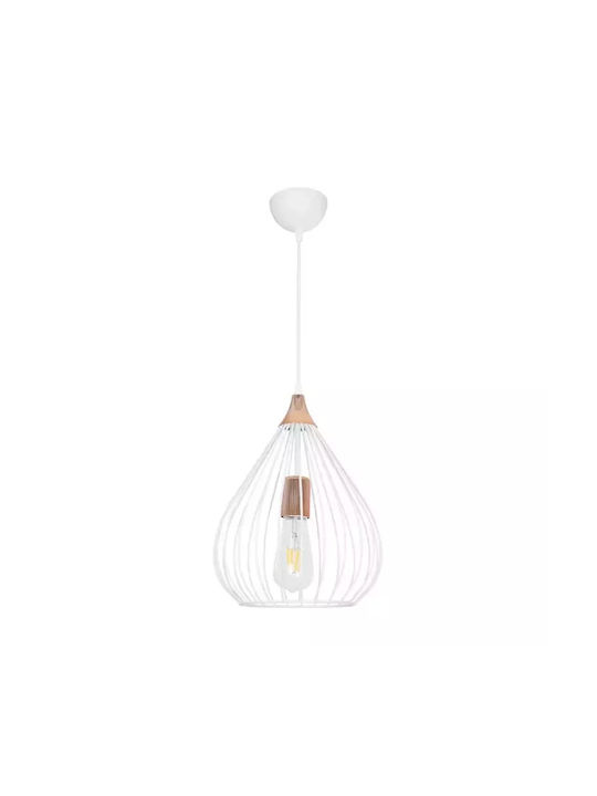 GloboStar Radiaro Hängelampe Weiß Raster mit Fassung E27 28x28x70cm.