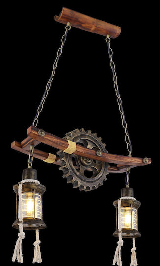 Globo Lighting Abella Hängelampe Braun Schiene mit Fassung E27 62x20x110cm.