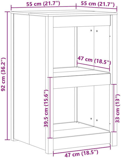 Floor Cabinet Brown 55x55x92cm