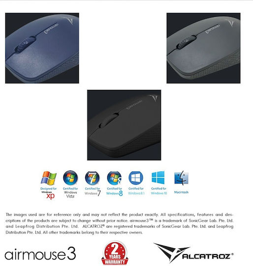 Alcatroz Airmouse 3 Ασύρματο Ποντίκι Γκρι