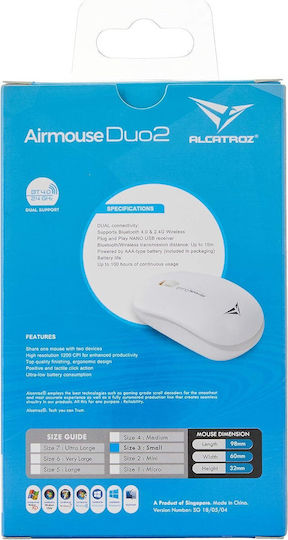 Alcatroz Duo 2 Wireless Ergonomic Mouse White