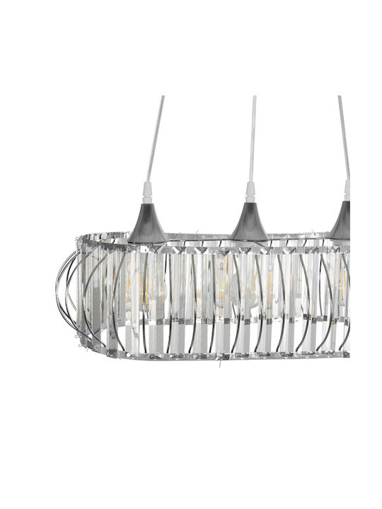 GloboStar Razia Pendant Light Silver with Crystals for Socket E27 60x40x70cm