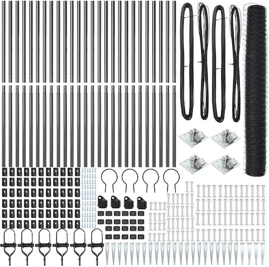 Hexagon Fence Vidaxl Grey 1.4x50 M Steel Stylized Posts Vidaxl Spikes 13 Pcs 32 Mm 160cm Galvanized Steel Grey