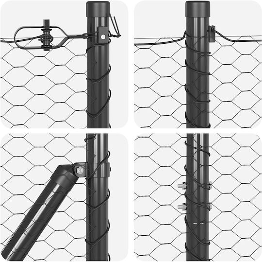 Hexagon Fence Vidaxl Grey 1.4x50 M Steel Stylized Posts Vidaxl Spikes 13 Pcs 32 Mm 160cm Galvanized Steel Grey