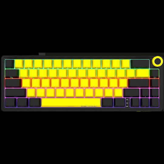 Lorgar KBP70MW Безжичен Гейминг Механична Клавиатура 65% с RGB подсветка (Английски UK) Black/Yellow