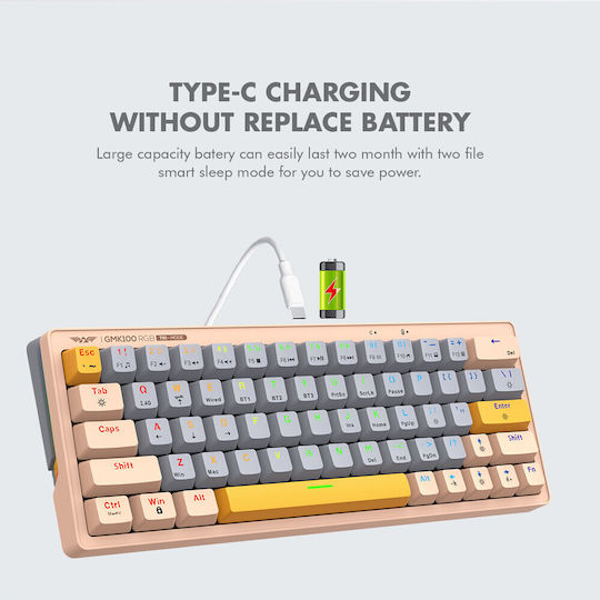 Armaggeddon GMK-100 Ασύρματο Gaming Μηχανικό Πληκτρολόγιο 60% με Custom Linear διακόπτες και RGB φωτισμό (Αγγλικό US) Spring
