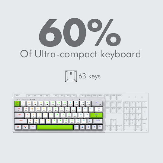 Armaggeddon GMK-100 Ασύρματο Gaming Μηχανικό Πληκτρολόγιο 60% με Custom Linear διακόπτες και RGB φωτισμό (Αγγλικό US) Spring