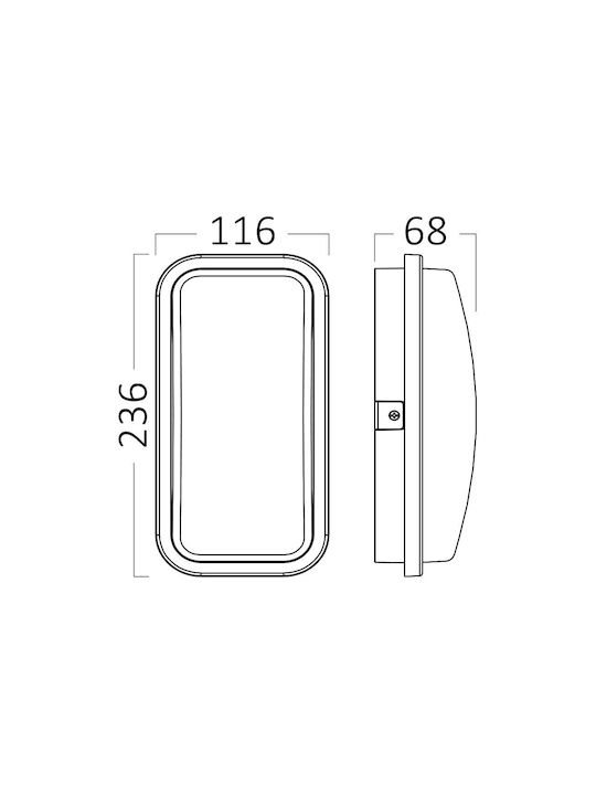 Braytron Επιτοίχιο Εξωτερικό Φωτιστικό IP65 23.6x11.6x6.8εκ.