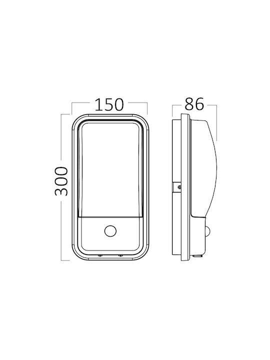 Braytron Επιτοίχιο Εξωτερικό Φωτιστικό IP65 30x15x8.6εκ.