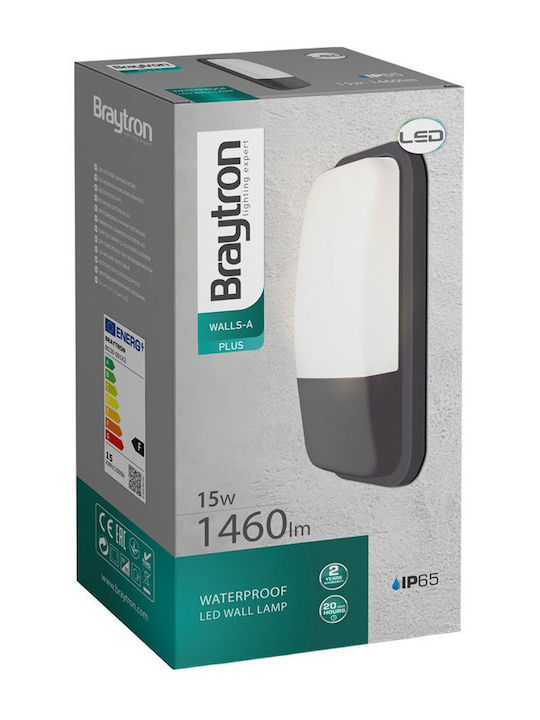 Braytron Επιτοίχιο Εξωτερικό Φωτιστικό IP65 23.5x12x7εκ.
