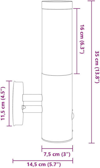 vidaXL Επιτοίχιο Εξωτερικό Φωτιστικό LED IP44 40W 15x7.5x33εκ.