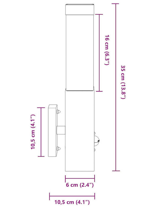 vidaXL Επιτοίχιο Εξωτερικό Φωτιστικό LED IP44 με Θερμό Λευκό Φως