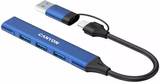 Canyon Hub 4 Θυρών USB 2.0 με σύνδεση USB-A Μπλε