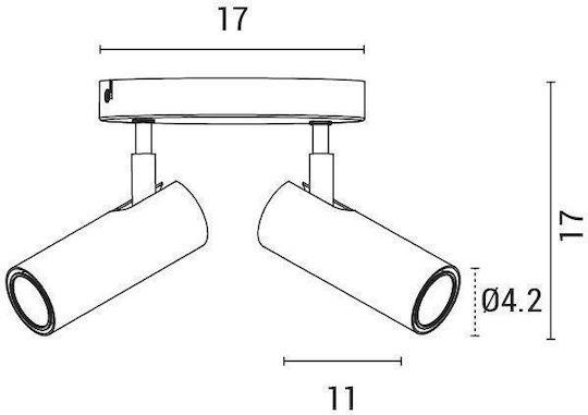 Eurolamp Double Spot with Socket GU10 in Black Color