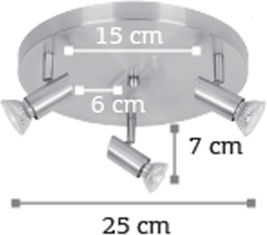 Inlight 9075-3 Τριπλό Σποτ με Ντουί GU10 σε Ασημί Χρώμα